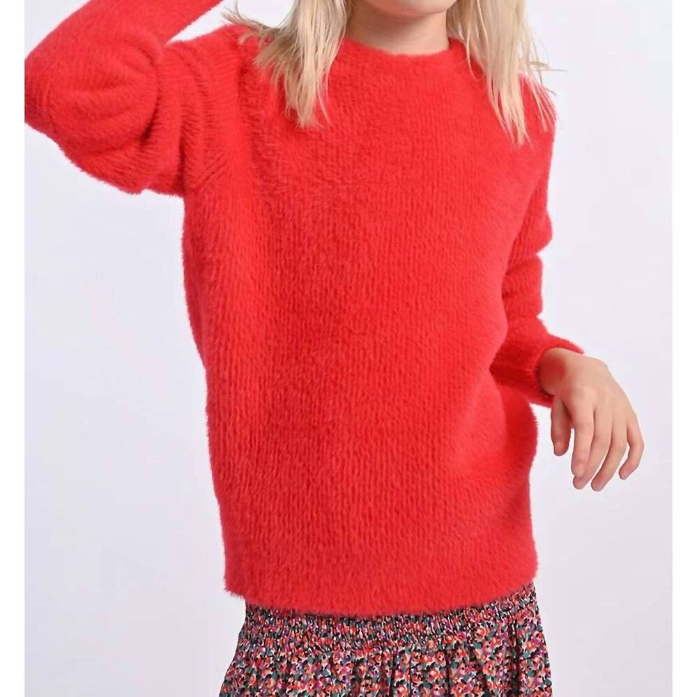 NEW MOLLY BRACKEN soft crew sweater in red coral